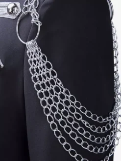 Costume de scène à paillettes pour hommes pardessus à manches longues Costumes rétro Black Palace Performing Arts