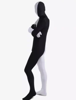Costume de Zentai Noir Bicolore En Lycra Spandex Déguisements Halloween