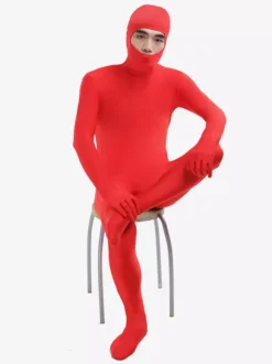 Costume de zentai rouge unicolore de face ouverte Déguisements Halloween