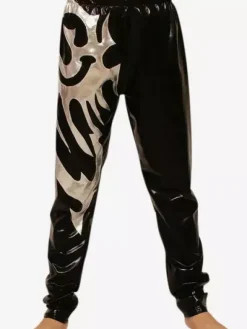Costume de zentai Wrestling Pantalons unisexe  métallisé brillant noir Déguisements Halloween