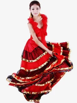 Costume Paso 2026 Doble Danse Espagnole Jupe Flamenco Bas De Danse Corrida Rouge Déguisements Halloween