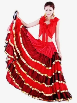 Costume Paso 2026 Doble Danse Espagnole Jupe Flamenco Bas De Danse Corrida Rouge Déguisements Halloween