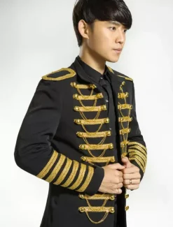 Costume rétro noir pardessus Rococo Punk Cour tissu uniforme Costume hommes