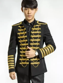 Costume rétro noir pardessus Rococo Punk Cour tissu uniforme Costume hommes