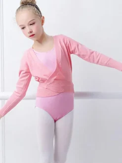 Costumes de danse de ballet rose danseuse enfants plissé à lacets en mélange de coton plissé haut vêtements de danse fille