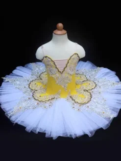 Costumes de danse de ballet bleu femme enfant ballerine volants dentelle robe en polyester vêtements de danse