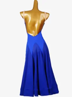 Costumes de danse de salon bleu Royal pour femmes robe Sexy en Lycra et Spandex col en v dos nu robe de danse