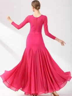 Costumes de danse de salon robe transparente élégante à col en bijoux pour femmes noires robe de danse superposée vêtements de danse de valse salsa vêtements de danse de tango flamenco