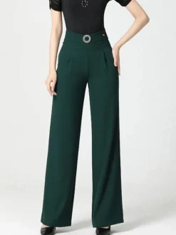 Costumes De Danse De Salon Pantalon Femmes Vert Foncé
