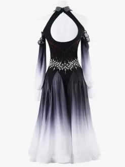 Costumes de danse de salon bleu Royal femmes Sexy Ombre Lycra Spandex robe strass robe de danse