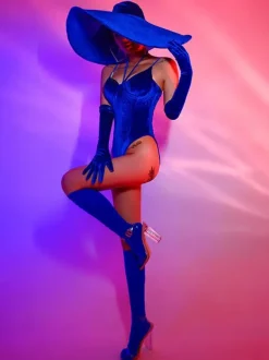 Costumes de danse Jazz body femme chapeau en Polyester combinaison gants vêtements de danse