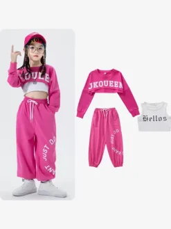 Costumes de danse Jazz pantalons en Polyester filles ensemble 3 pièces