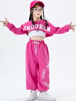 Costumes de danse Jazz pantalons en Polyester filles ensemble 3 pièces