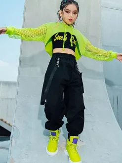 Costumes de danse jazz pour enfants Hip Hop haut pantalon gilet ensemble 3 pièces vêtements de danse