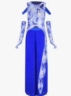 Costumes de danse Jazz pour femmes gants en mousseline de soie Lycra Spandex pantalons haut vêtements de danse