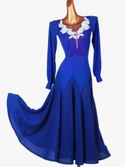 Costumes de robe de danse de salon Robe en lycra spandex pour femmes bleu royal