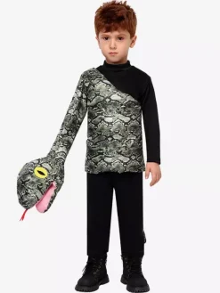 Costumes de serpent pour enfants pour Halloween Carvinal Top et combinaison