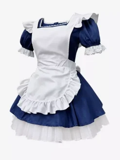 Costumes De Soubrette Déguisement Couvre-Chef Robe Tablier Ensemble De 3 Pièces