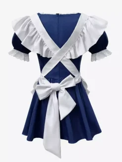 Costumes De Soubrette Déguisement Couvre-Chef Robe Tablier Ensemble De 3 Pièces