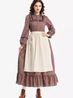 Costumes de tablier de robe rétro à imprimé floral vintage