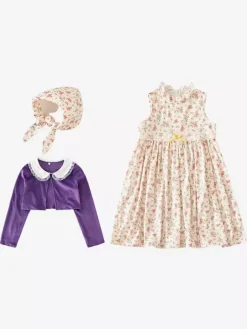 Costumes de vieille dame pour filles Ensemble de costumes de carnaval d'Halloween violet