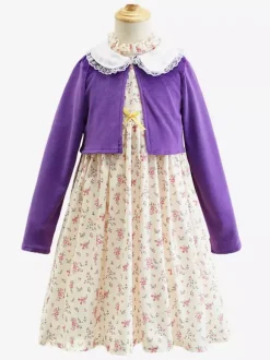 Costumes de vieille dame pour filles Ensemble de costumes de carnaval d'Halloween violet