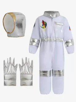 Costumes d'Halloween pour enfants Ensemble d'Halloween blanc Gants en polyester pour enfants Chapeau