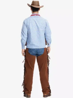 Costumes d'Halloween pour hommes ensemble burlesque en polyester chapeau et haut marron café costumes de vacances