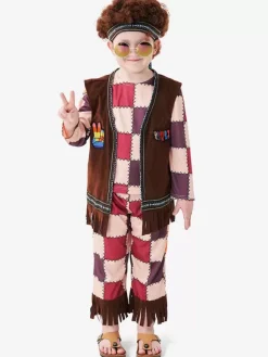 Costumes d'Halloween pour enfants Ensemble haut et pantalon en polyester marron foncé pour Halloween