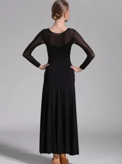 Costumes Robe de Danse de Salon Noir Femme Élégant Transparente Col Bijou Polyester Soirée