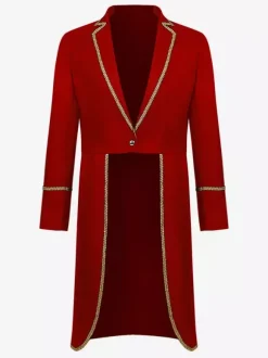 Costumes rétro à manches longues en polyester rétro rouge vintage pour homme Bourgogne