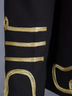 Costumes rétro à manches longues en polyester élégant haut vintage noir pour homme