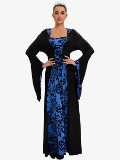Costumes rétro blancs Costume Marie-Antoinette pour femme Robe accessoire en polyester à lacets en jacquard Costume rétro du XVIIIe siècle Bourgogne