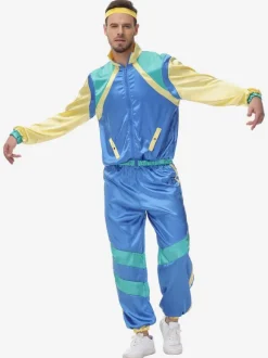 Costumes Rétro Bleus Polyester Hommes Ensemble 1970s