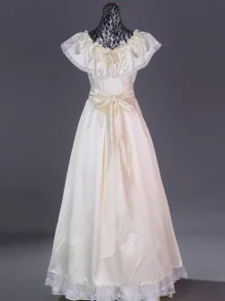 Costumes rétro champagne pour femmes en dentelle plissée en polyester Marie Antoinette Costume ensemble robe rétro vêtements vintage