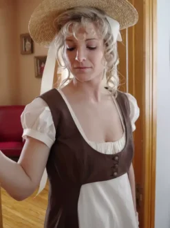 Costumes rétro marron foncé pour femmes en dentelle à volants en Polyester robe de Costume Marie Antoinette gilet vêtements Vintage occidentaux