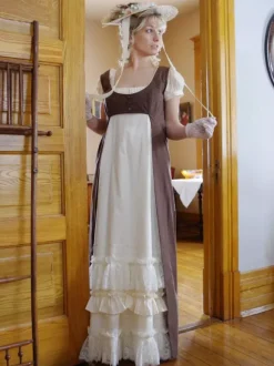 Costumes rétro marron foncé pour femmes en dentelle à volants en Polyester robe de Costume Marie Antoinette gilet vêtements Vintage occidentaux