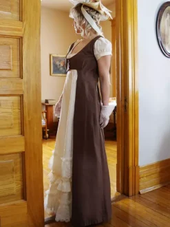 Costumes rétro marron foncé pour femmes en dentelle à volants en Polyester robe de Costume Marie Antoinette gilet vêtements Vintage occidentaux
