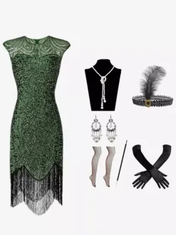 Costumes Rétro Noirs Paillettes Accessoire Robe Marie Antoinette Ensemble Vintage Femme