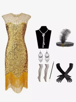 Costumes Rétro Noirs Paillettes Accessoire Robe Marie Antoinette Ensemble Vintage Femme