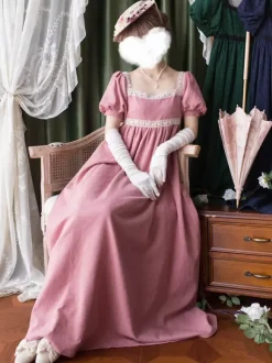 Costumes rétro roses en dentelle et coton mélangé Costume Marie-Antoinette robe Jacquard vêtements Vintage occidentaux pour femmes Bourgogne