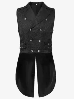 Costumes rétro sans manches en polyester rétro haut vintage noir pour homme Bourgogne
