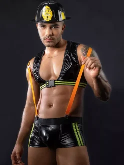 Costumes sexy pour hommes Firefigter Rave Club Hauts et pantalons