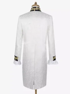 Costumes Vintage Blanc Volants Boutons Jacquard Manches Longues Costumes Rétro Pour Homme
