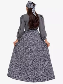 Costumes coloniaux pour femmes musulmanes ensemble chemisier et jupe fleurie 2 pièces costumes de cosplay rétro de ferme