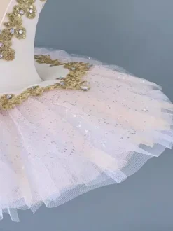 Costumes de danse classique saumon pour femmes et enfants robe-salopette ballerine avec application tunique vêtements de danse
