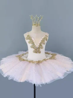 Costumes de danse classique saumon pour femmes et enfants robe-salopette ballerine avec application tunique vêtements de danse