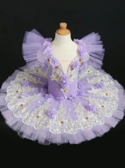 Costumes de danse de ballet rose fille ballerine enfant dentelle nbsp; fleurs robe en polyester robe vêtements de danse
