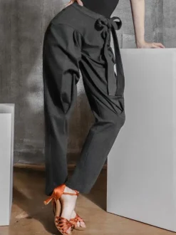 Costumes de danse de salon pour femmes Pantalons en polyester gris foncé Vêtements de danse