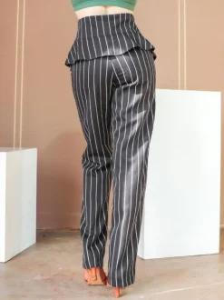 Costumes de danse de salon pour femmes Bas en polyester noir Rayures Pantalons à motifs Vêtements de danse